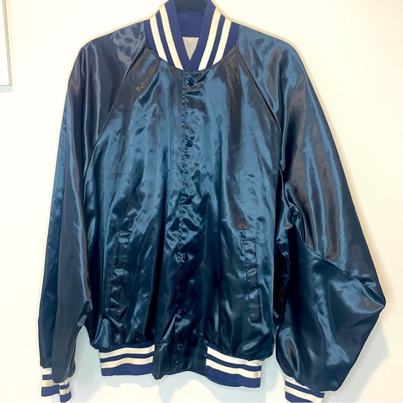 Vintage Long Haul Vintage Satin Lined Varsity Bomber Jacket Size XL - Picture 2 of 3